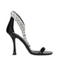 Black Leather Stiletto Heels Sandals