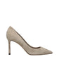 Gray Leather High Heel Pumps