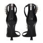 Black Leather Stiletto Heels Sandals