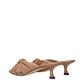 Beige Leather Flat Sandals