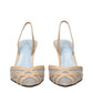 Beige Leather Stiletto Heels Sandals