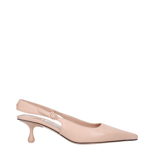 Pink Leather High Heel Pumps