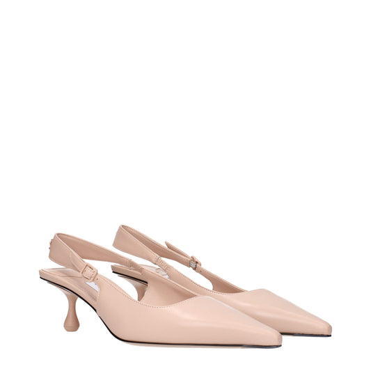 Pink Leather High Heel Pumps