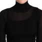 Black Turtleneck Form Fitting Pullover Sweater