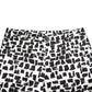 Black White Abstract Print Cotton Blend Pants