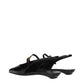 Black Leather Flat Sandals