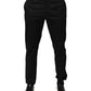 Black Cotton Tapered Men Formal Trousers Pants