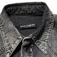 Black Washed Cotton Snap Long Sleeve Casual Shirt