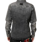 Black Washed Cotton Snap Long Sleeve Casual Shirt