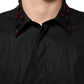 Black Cotton Embellished Collar Men’s Shirt