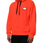 Red Fluorescent Polyester Logo Patch Hoodie Sweater