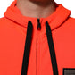 Red Fluorescent Polyester Logo Patch Hoodie Sweater
