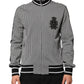 Black White Houndstooth Wool Crest Jacket Sweater