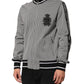 Black White Houndstooth Wool Crest Jacket Sweater