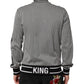 Black White Houndstooth Wool Crest Jacket Sweater