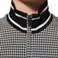 Black White Houndstooth Wool Crest Jacket Sweater