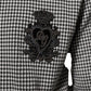 Black White Houndstooth Wool Crest Jacket Sweater