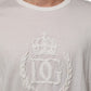 White Cotton DG Crown Embossed Men T-shirt