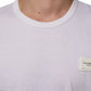 White Cotton Logo Patch Crew Neck Men T-shirt