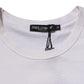White Cotton Logo Patch Crew Neck Men T-shirt