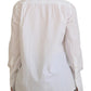 White Cotton Collared Long Sleeves Formal Top