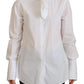 White Cotton Collared Long Sleeves Formal Top