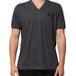 Grey Cotton V-Neck Logo Plaque Melange T-Shirt