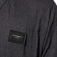 Grey Cotton V-Neck Logo Plaque Melange T-Shirt
