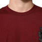 Bordeaux Red Cotton Crest Logo Patch T-Shirt