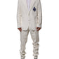 Light Cream Linen Embroidered 2 Piece Suit