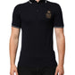 Navy Blue Cotton Crown Crest Logo Men T-Shirt