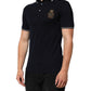 Navy Blue Cotton Crown Crest Logo Men T-Shirt