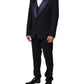 Black 3 Piece Wool Silk Blend Suit SICILIA