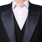 Black 3 Piece Wool Silk Blend Suit SICILIA