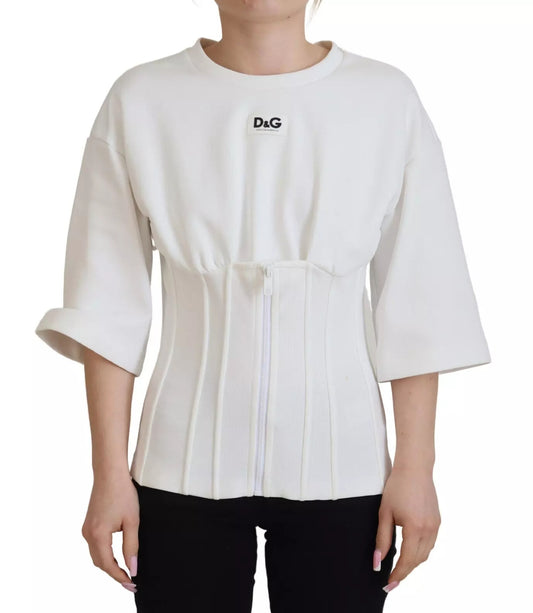 White Cotton Corset Stretch Top  T-shirt