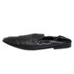 Black Leather Slip On Men Flat Loafers Shoes