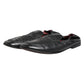 Black Leather Slip On Men Flat Loafers Shoes