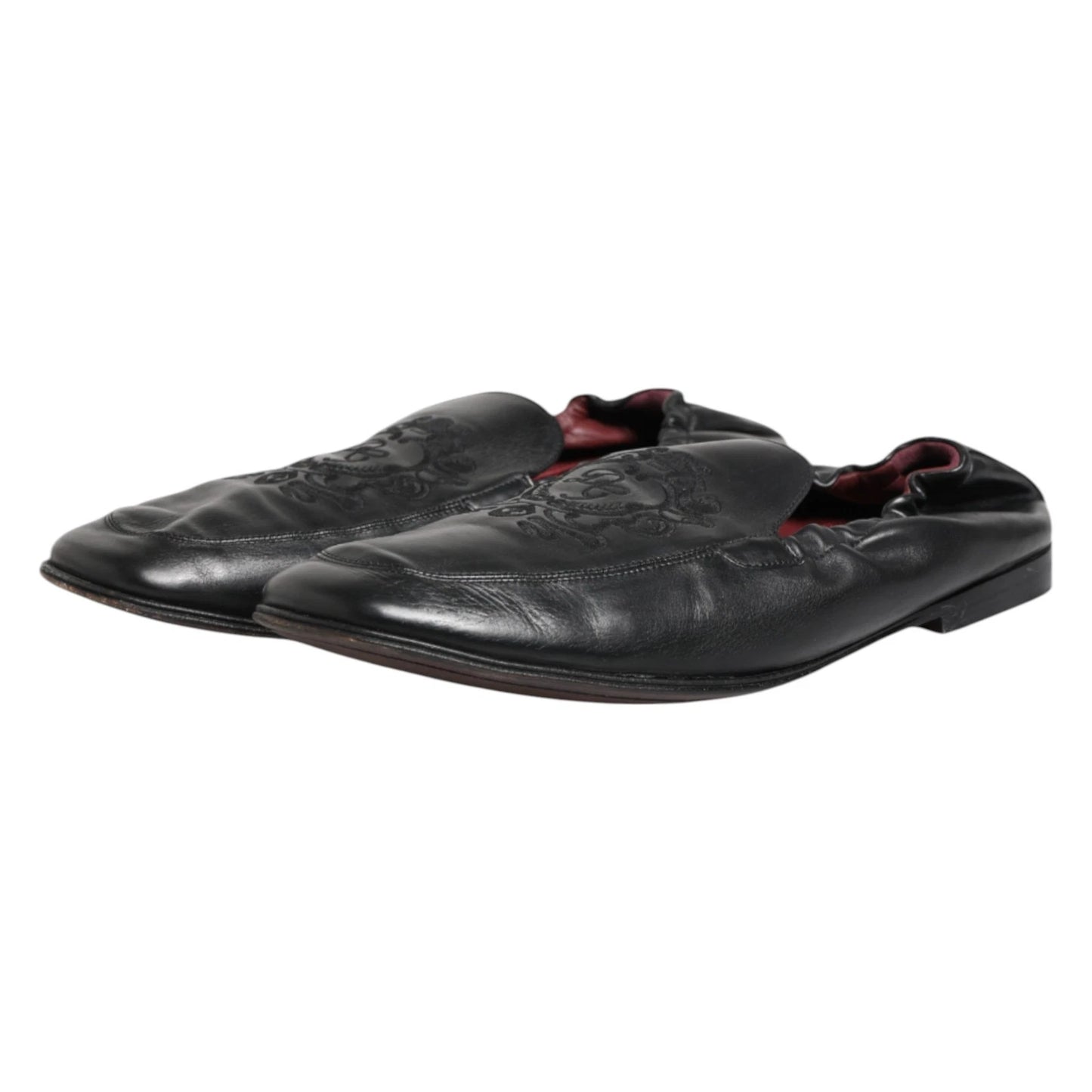 Black Leather Slip On Men Flat Loafers Shoes