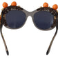 DG4283B Acetate Crystals Orange Appliques Sunglasses