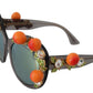 DG4283B Acetate Crystals Orange Appliques Sunglasses