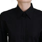 Black Cotton Collared Long Sleeves Shirt