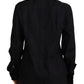 Black Cotton Collared Long Sleeves Shirt