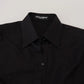 Black Cotton Collared Long Sleeves Shirt