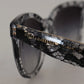 DG4190 Black Lace Acetate Crystal Round Sunglasses