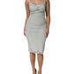 Light Blue Silk Lace Midi Bodycon Slip Dress