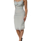 Light Blue Silk Lace Midi Bodycon Slip Dress