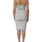 Light Blue Silk Lace Midi Bodycon Slip Dress