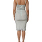 Light Blue Silk Lace Midi Bodycon Slip Dress