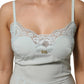 Light Blue Silk Lace Midi Bodycon Slip Dress