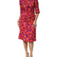 Purple Silk Floral Print Midi Sheath Dress